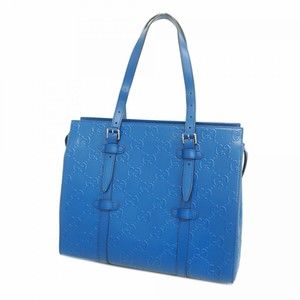 Gucci GG Embossed Leather Tote Bag Blue